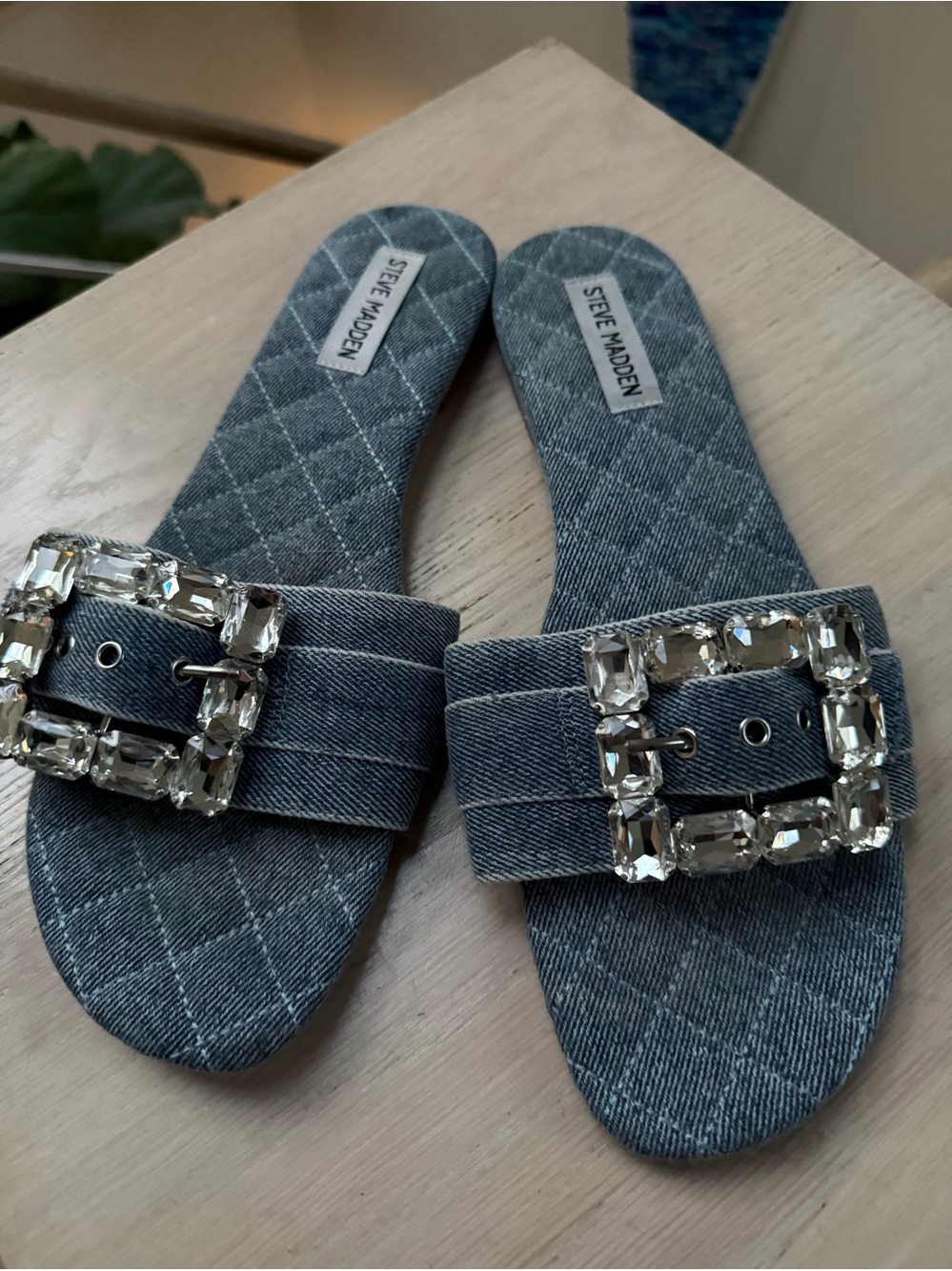 Steve Madden Denim Jeweled flats size 10
